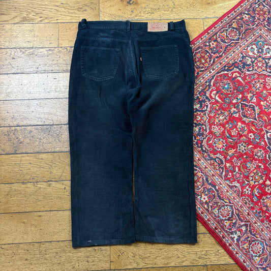 Vintage Levis 501 Straight Black Corduroy Cords Trousers - 42