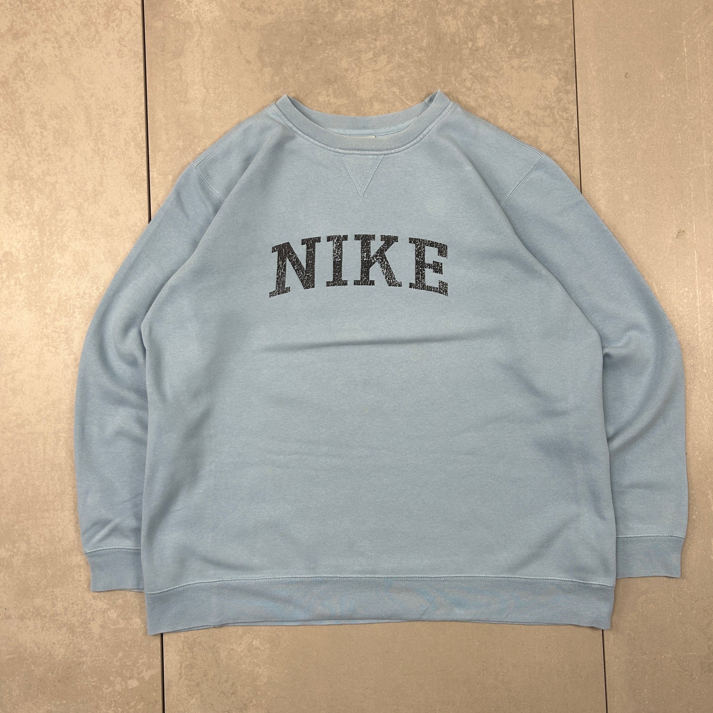 Vintage 00s Nike Silver Tag Spellout Baby Blue Sweatshirt - L