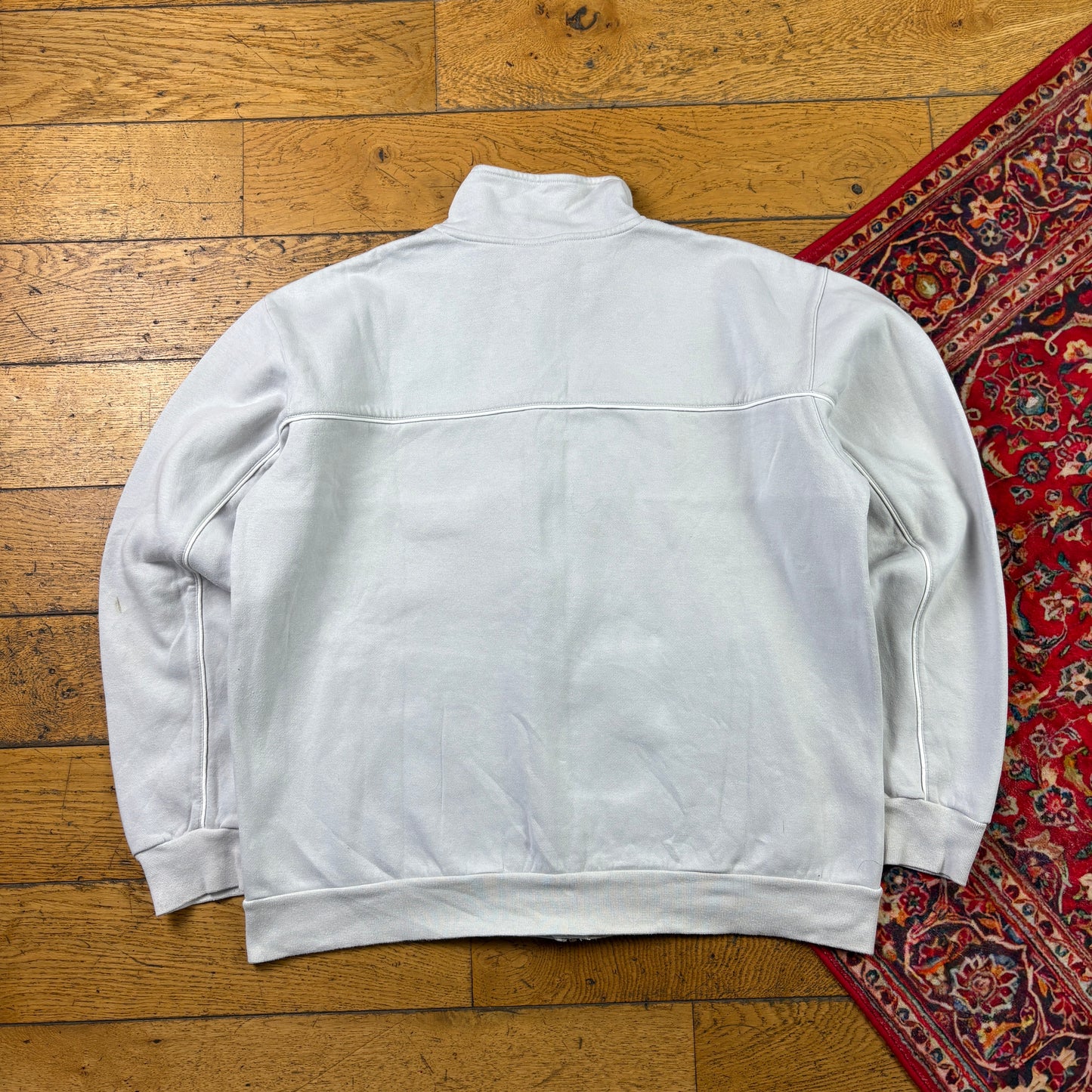 Vintage Nike Light Grey Blue Zip Embroidered Sweatshirt - XL