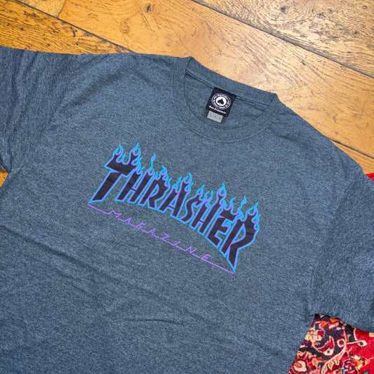 Vintage Thrasher Grey Skate Graphic T-Shirt - L