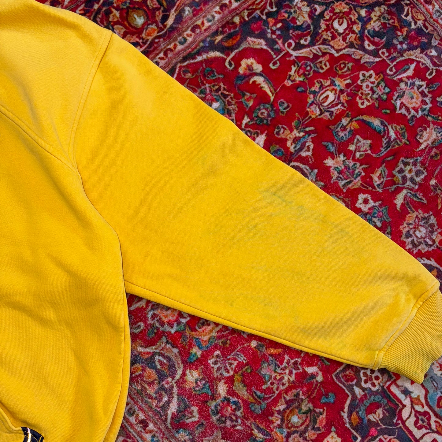 Vintage 90s Nike Swoosh Yellow Michigan Hoodie Embroidered Sweatshirt - L