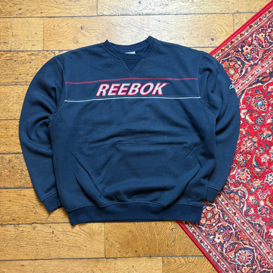Vintage Reebok Navy Embroidered Sweatshirt - M