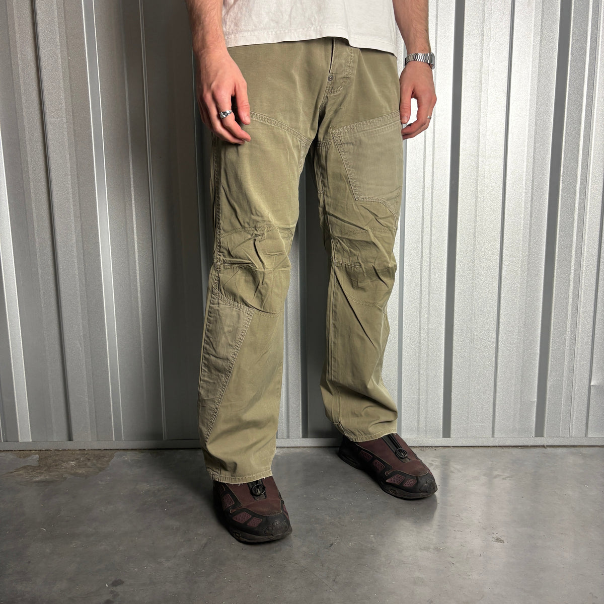 Vintage G Star Raw Green Cargo Fatigue Y2K Baggy Jeans - 33R
