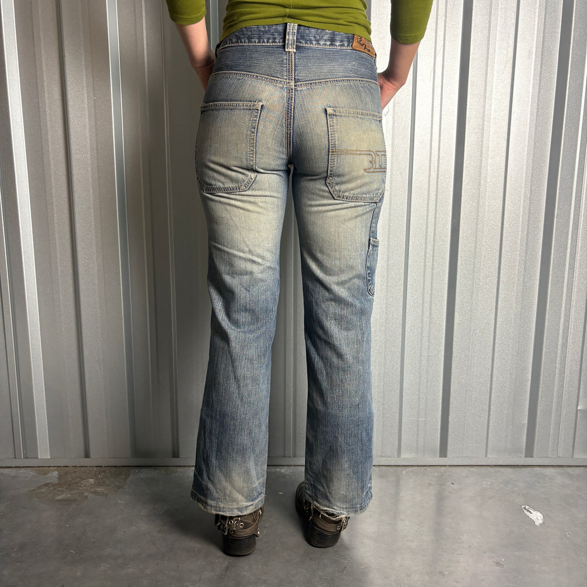 Big Train Embroidered Blue Japanese Denim Hip Hop Y2K Baggy Jeans - 28S