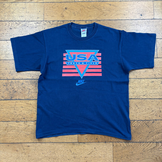Vintage 90s Nike Navy Single Stitch Graphic T-Shirt - M