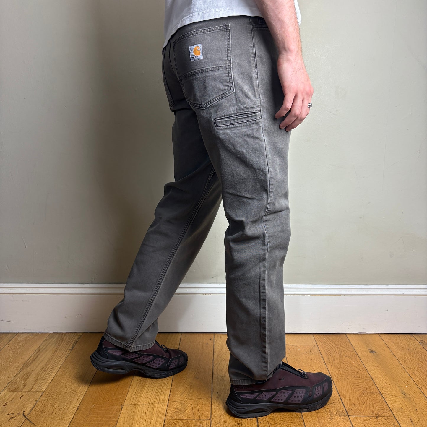 Vintage Carhartt Grey Workwear Carpenter Baggy Trousers - 34R