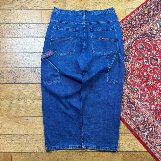 Vintage Blue JNCO Style Embroidered Y2K Hip Hop Baggy Jeans - 40