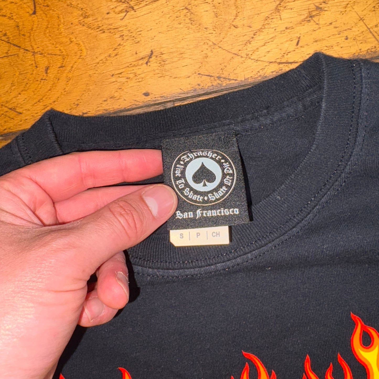 Vintage Thrasher Black Skate Flames Long Sleeve Womens Graphic T-Shirt - S