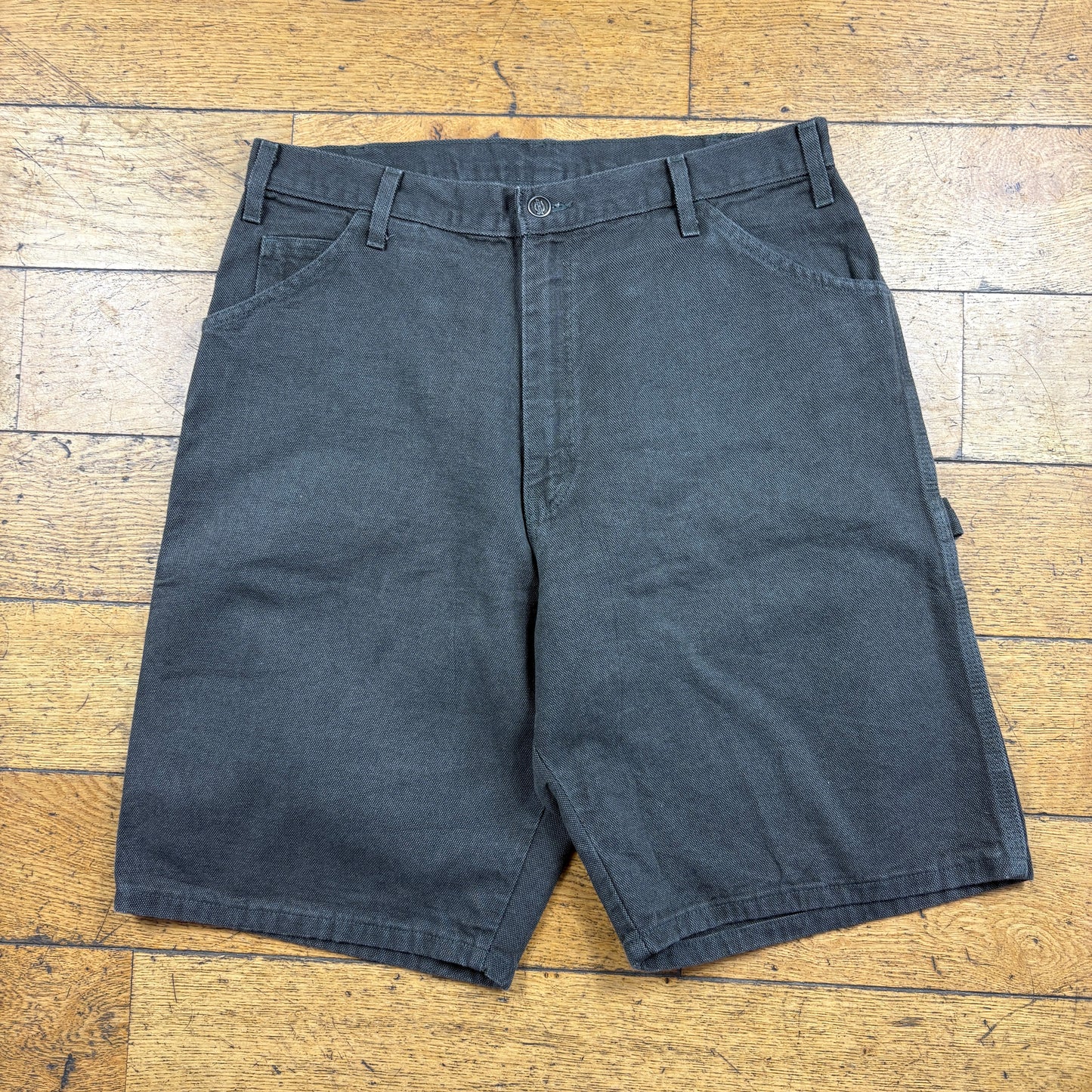 Vintage Dickies Workwear Carpenter Dark Brown Baggy Shorts - 34