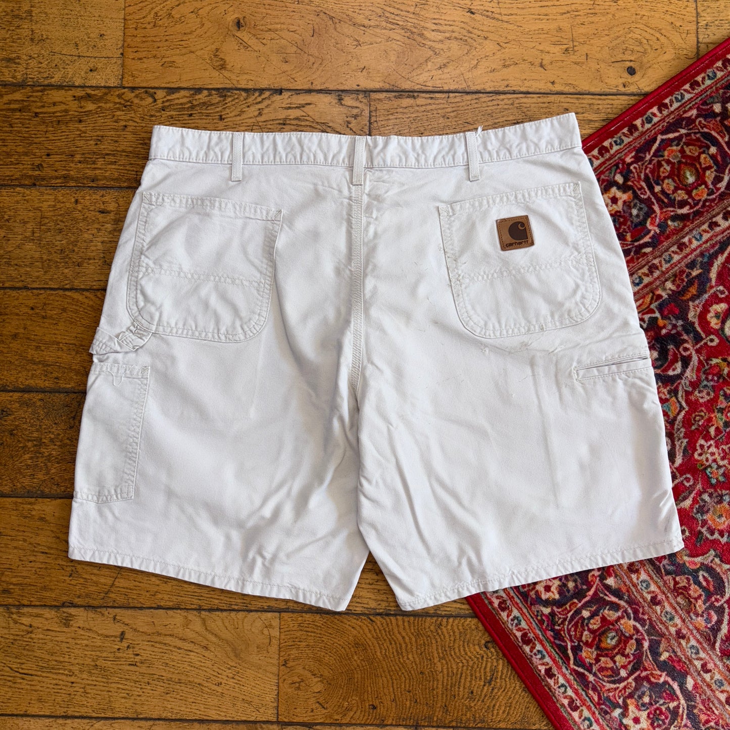 Vintage Carhartt Workwear Baggy Cream Carpenter Shorts - 40