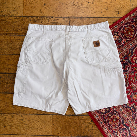 Vintage Carhartt Workwear Baggy Cream Carpenter Shorts - 40