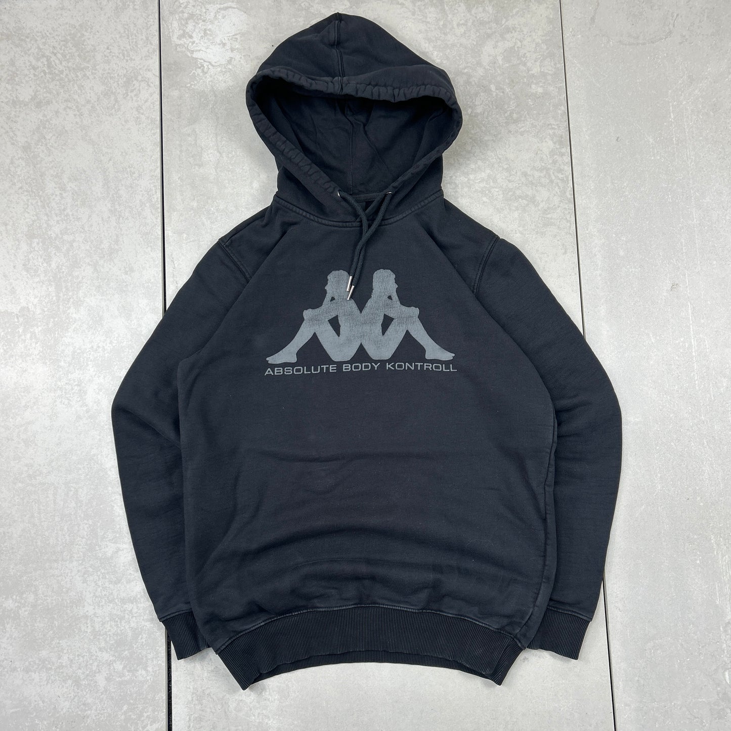 Vintage Kappa Black Hoodie Sweatshirt - M