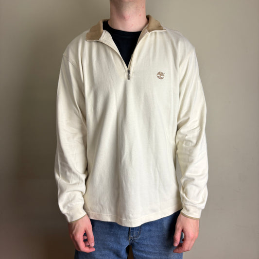 Vintage Timberland Cream Quarter Zip Sweatshirt - L