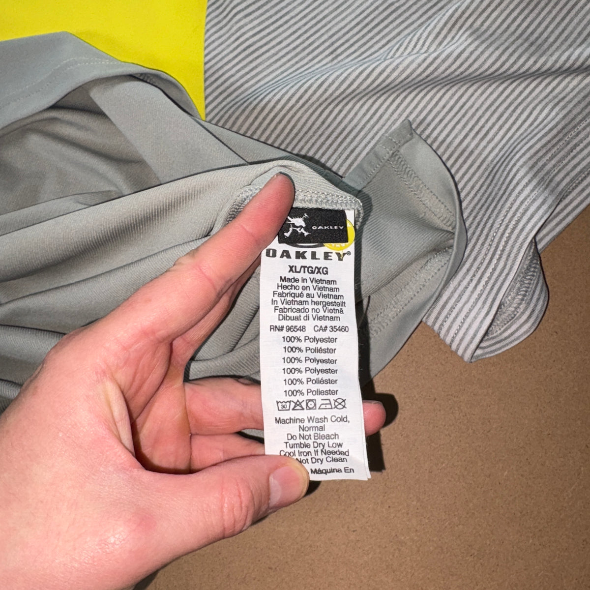 Oakley Yellow Grey Golf Polo T Shirt - XL