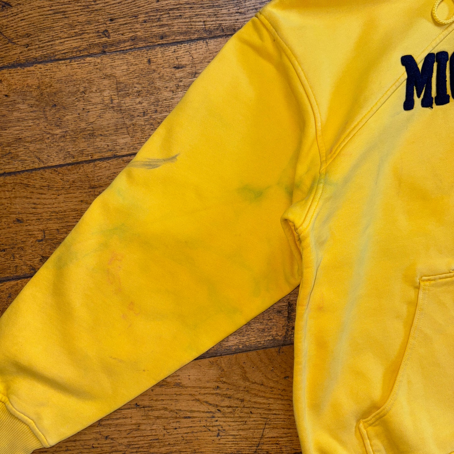 Vintage 90s Nike Swoosh Yellow Michigan Hoodie Embroidered Sweatshirt - L
