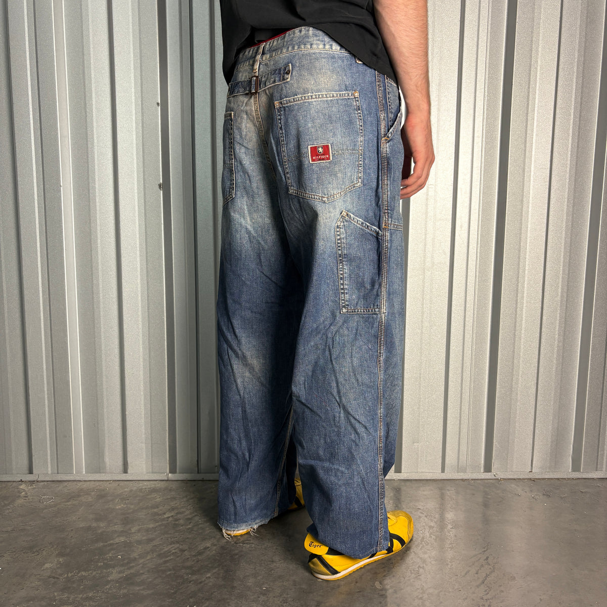 Tommy Hilfiger Red Label Blue Buckle Embroidered Hip Hop Y2K Baggy Jeans - 36S
