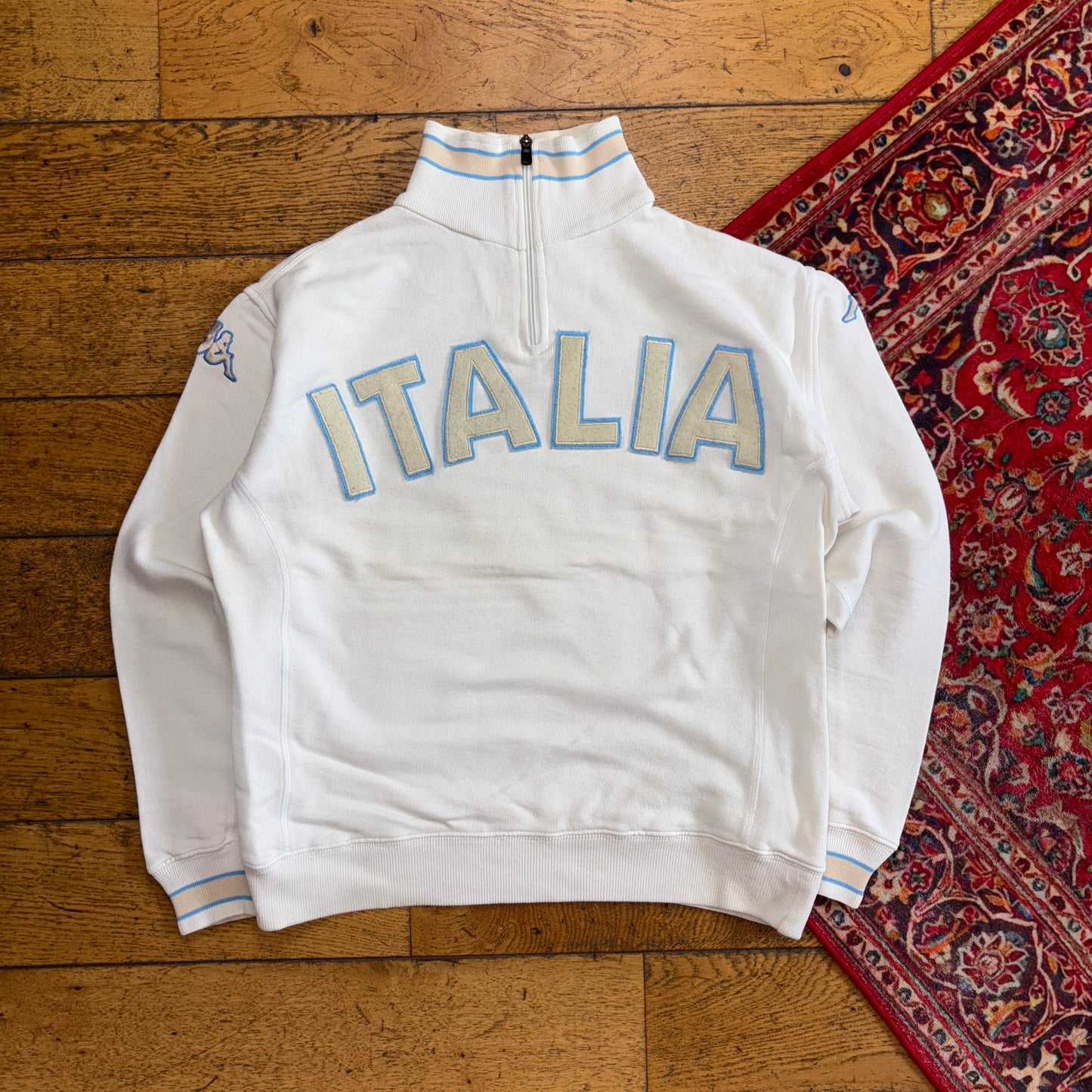 Vintage Kappa Italia Cream Zip Embroidered Sweatshirt - M