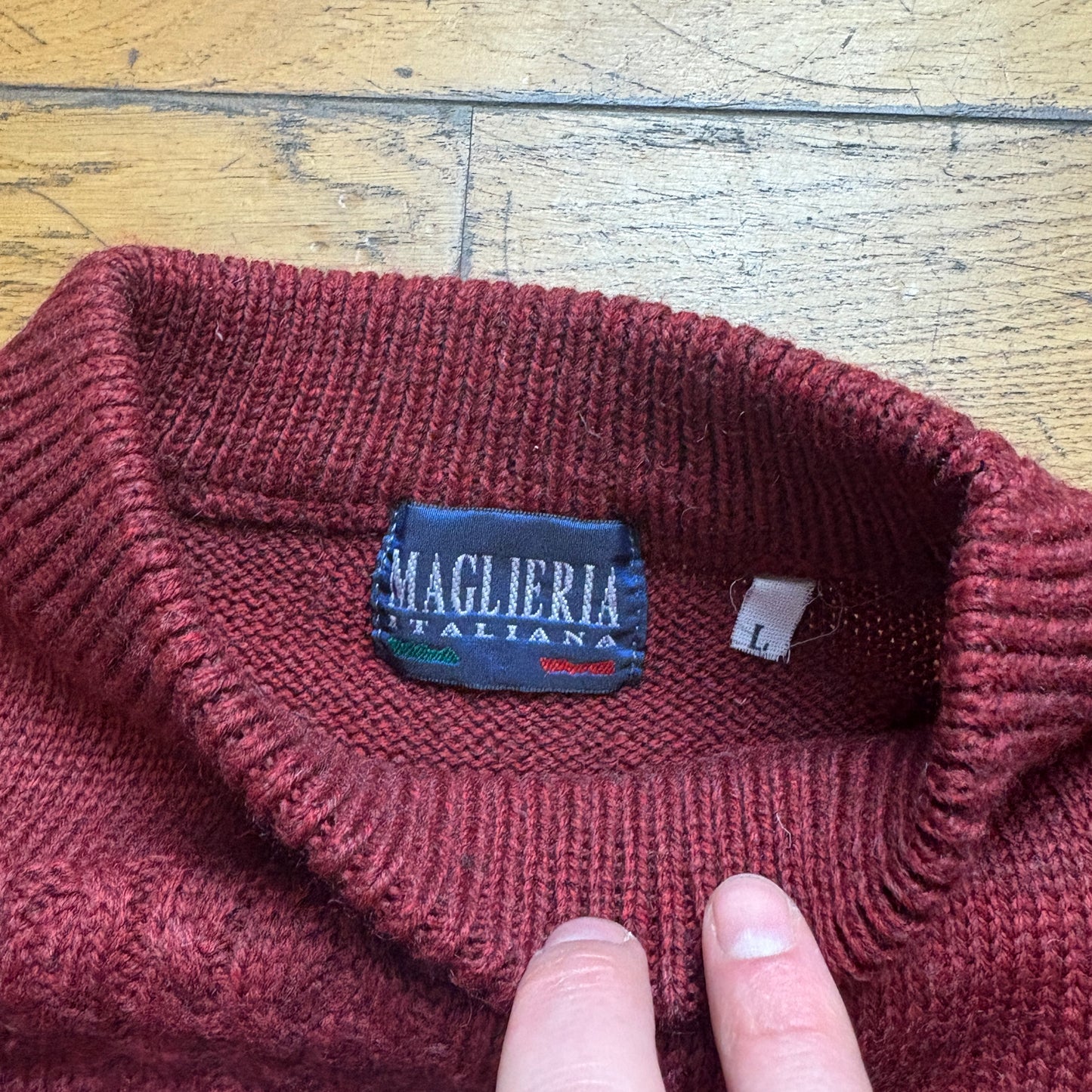 Vintage Burgundy Italian Chunky Knit Jumper - L
