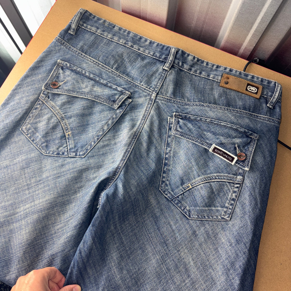 Ecko Unltd Blue Embroidered Japanese Denim Hip Hop Y2K Baggy Jeans - 38L