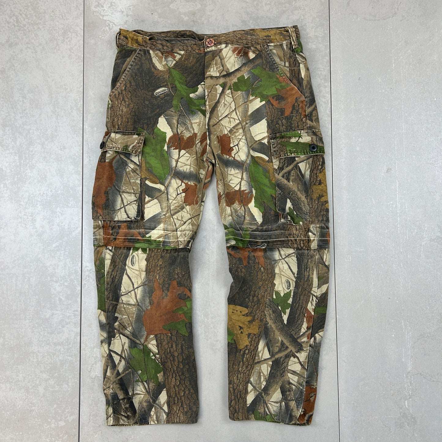 Vintage Real Tree Camo Baggy Khaki Cargo Workwear Hunting Trousers - 36