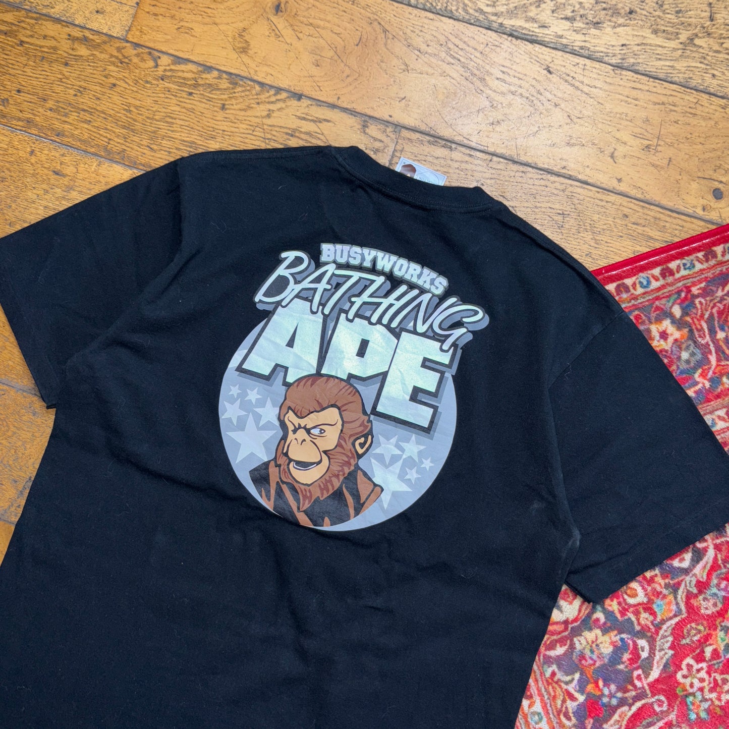 Vintage BAPE Bathing Ape Black Graphic T-Shirt - S