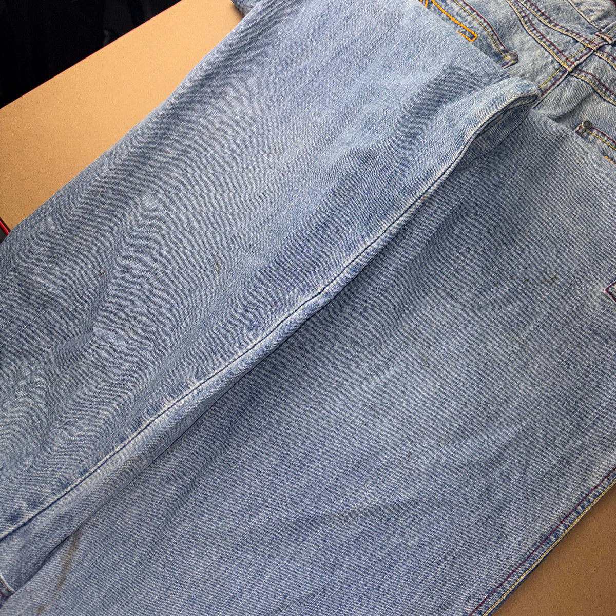 Karl Kani Blue Embroidered Japanese Denim Hip Hop Y2K Baggy Jeans - 34S