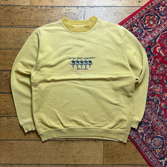 Vintage 90s Sailing Yacht Embroidered Graphic Yellow Sweatshirt - L