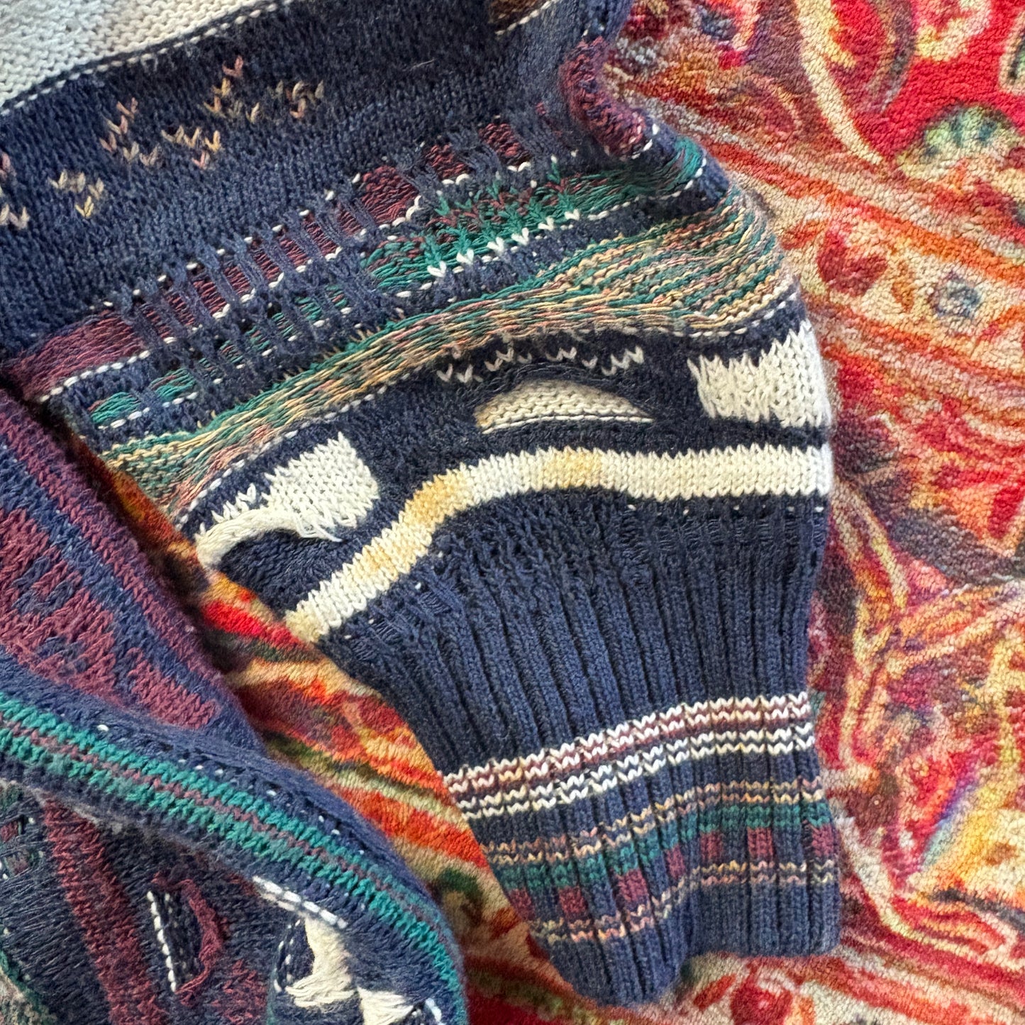 Vintage Coogi Style Navy Chunky Knit Jumper - M