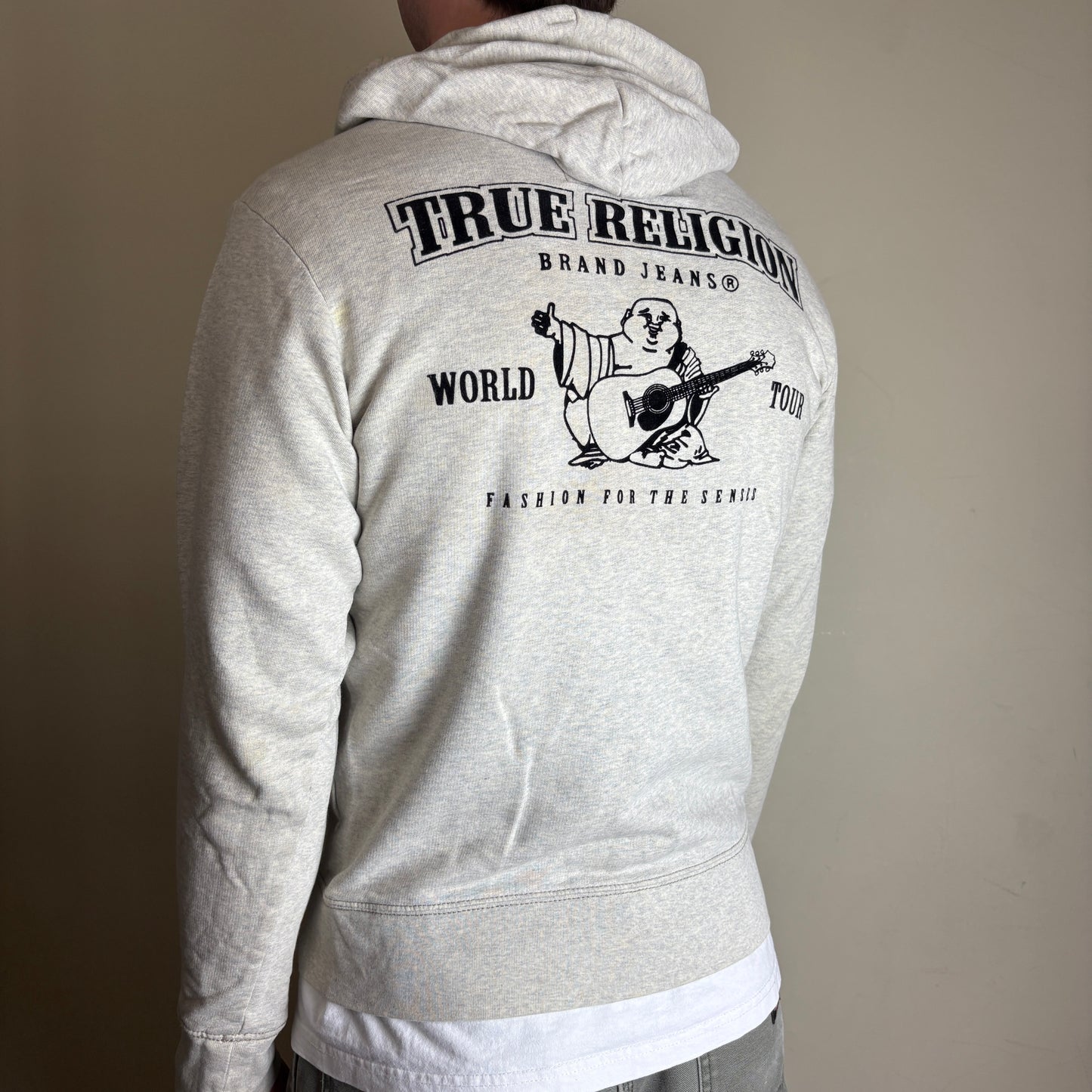 Vintage True Religion Grey Zip Hoodie Sweatshirt - S
