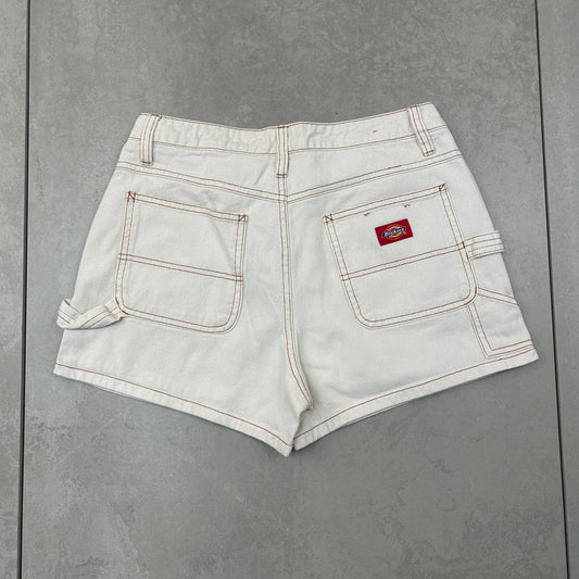Vintage Dickies Womens Workwear Carpenter Cream Shorts - Size 8