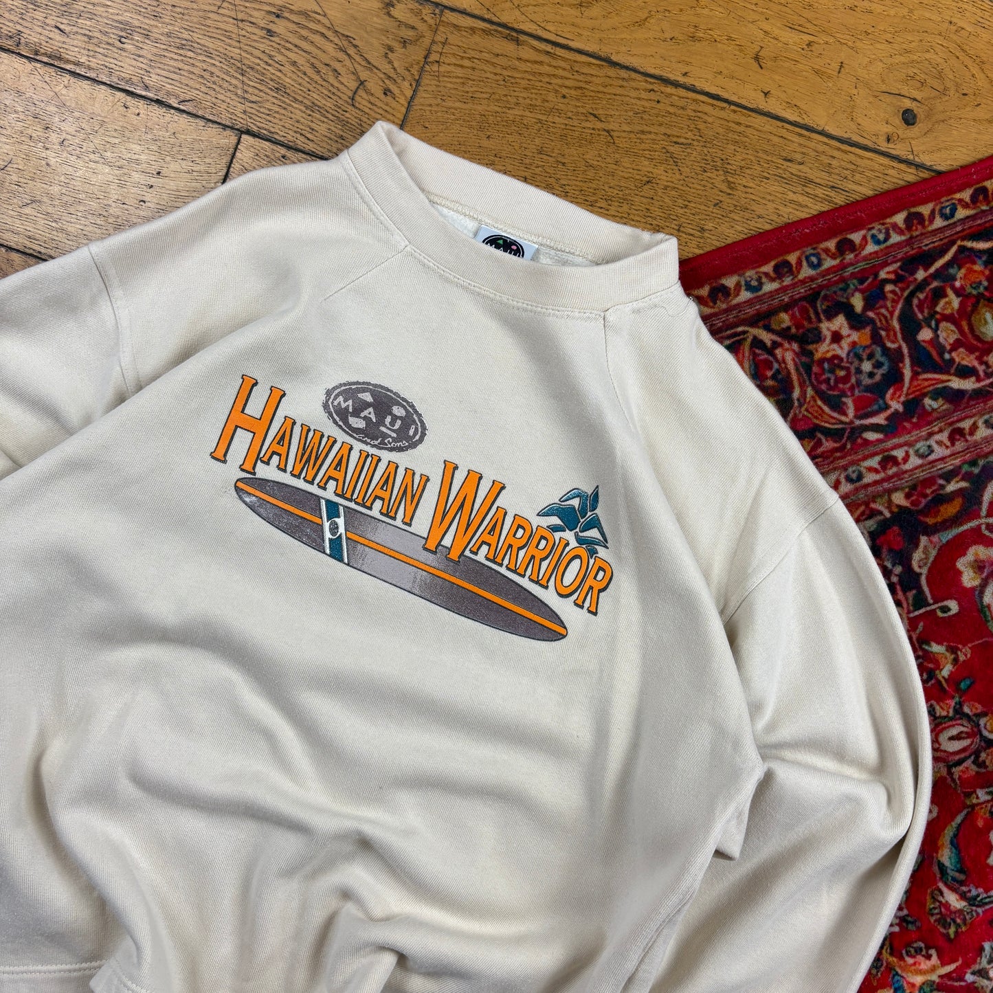 Vintage Maui and Sons Cream Surfwear Sweatshirt - S