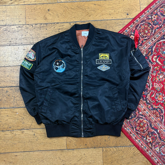 Vintage Black NASA MA-1 Bomber Jacket - M