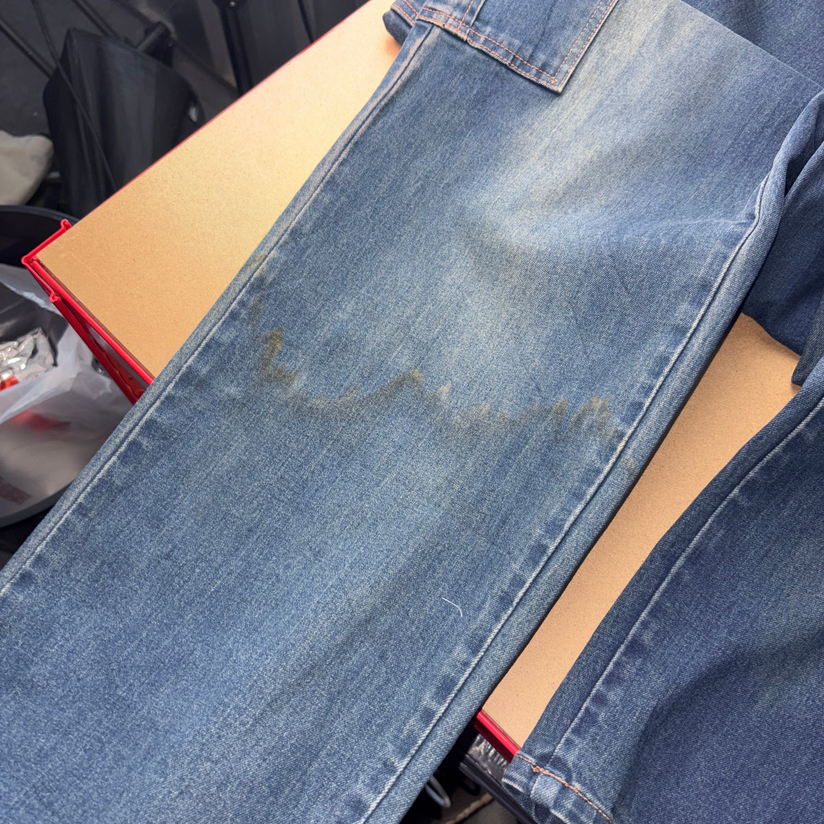 Embroidered Blue Cargo Japanese Denim Hip Hop Y2K Baggy Jeans - 36R