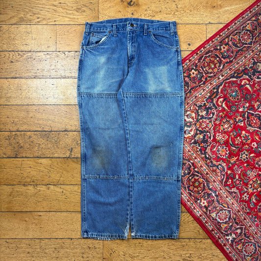 Vintage Dickies Blue Double Knee Workwear Carpenter Baggy Jeans - 32