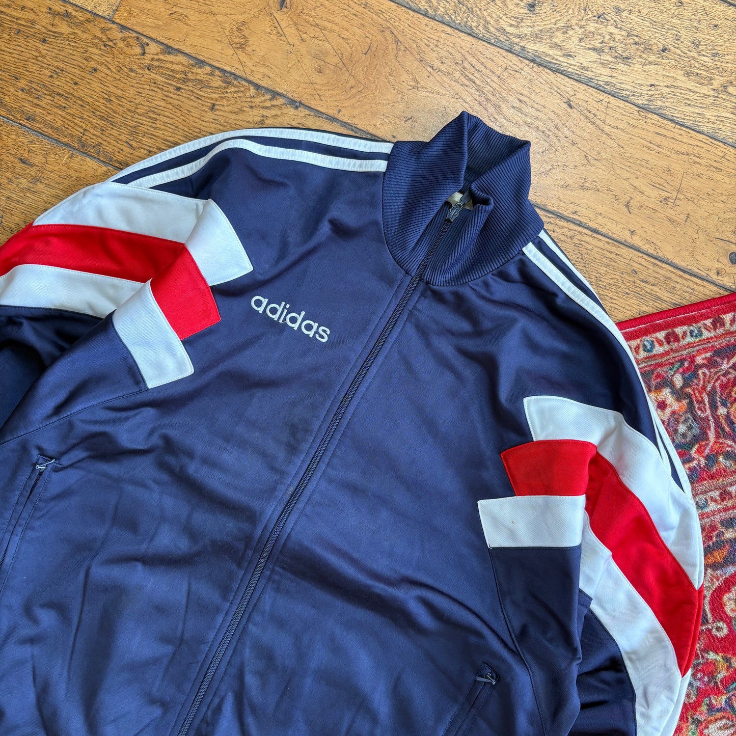 Vintage 90s Adidas Navy Tracksuit Track Shell Windbreaker Jacket - S