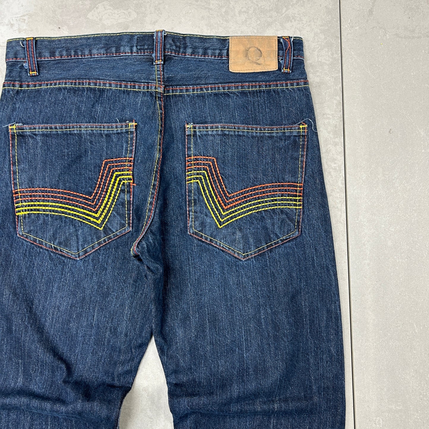 Vintage Embroidered Hip Hop Baggy Blue Jeans - 34