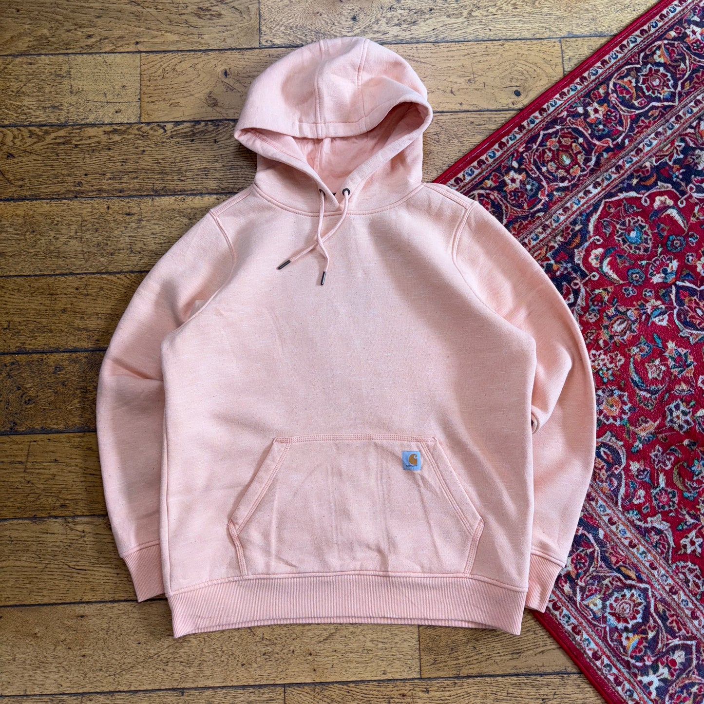 Vintage Carhartt Womens Peach Pink Hoodie Sweatshirt - L