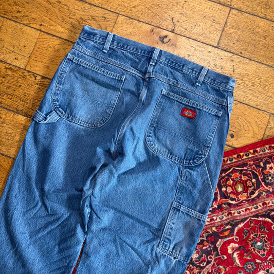 Vintage Dickies Workwear Carpenter Baggy Blue Jeans - 36R