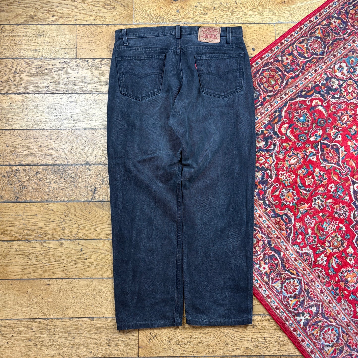 Vintage Levis 501 Straight Black Denim Jeans - 36