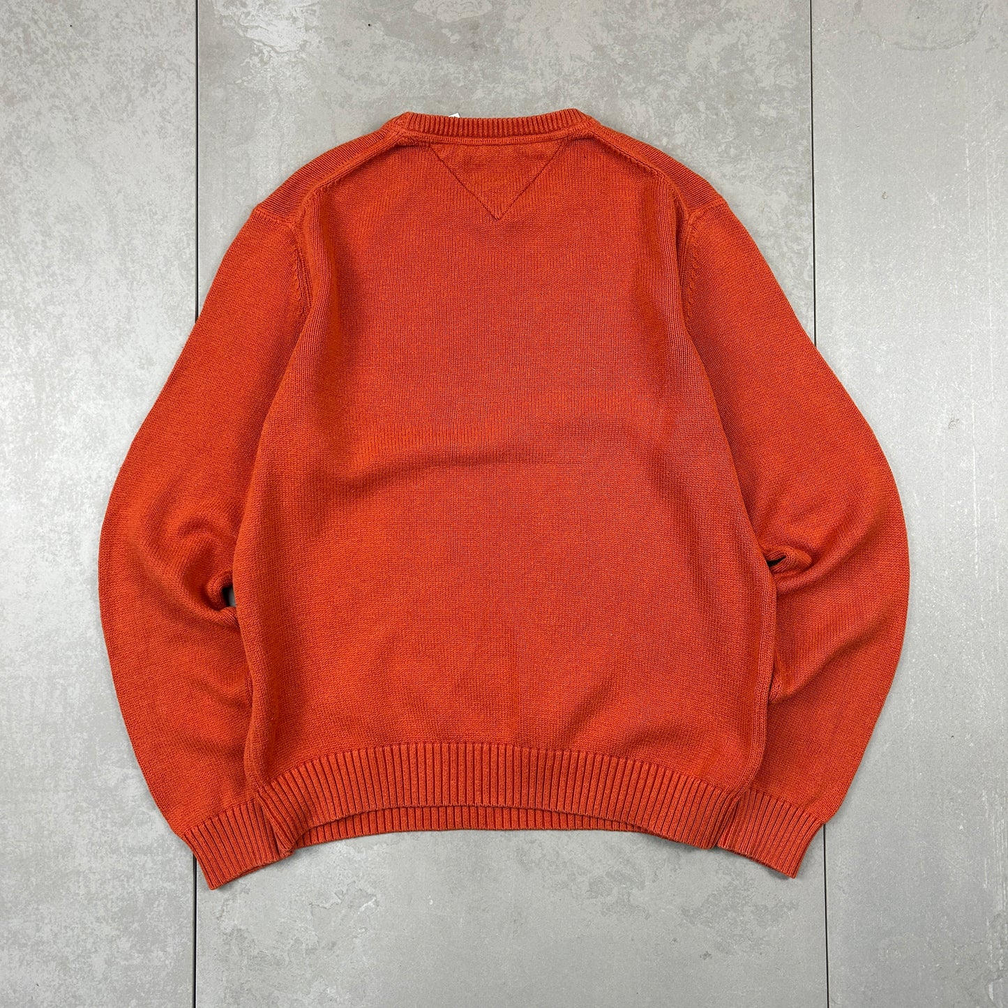 Vintage Tommy Hilfiger Chunky Knit Orange Fisherman Jumper - L