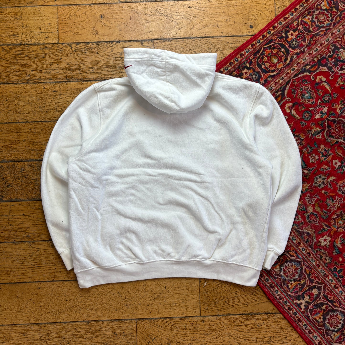Vintage 00s Nike White Hoodie Embroidered Sweatshirt - XL