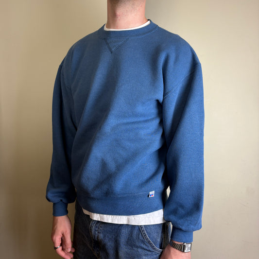 Vintage Russell Athletic Blue Boxy Blank Sweatshirt - L