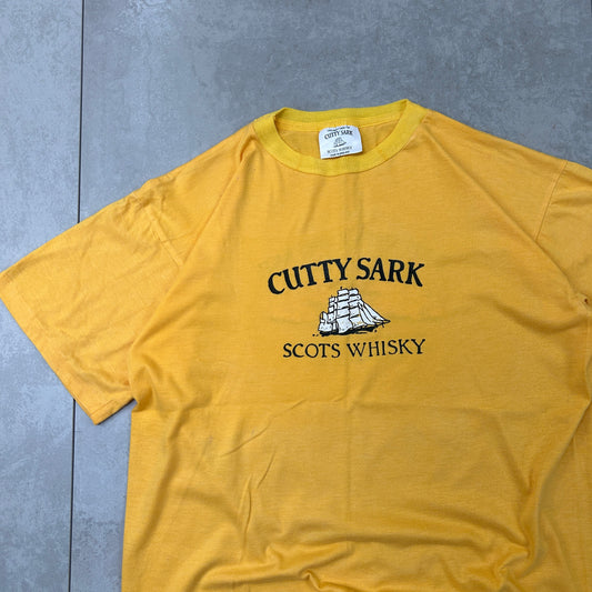 Vintage 1992 Cutty Sark Whiskey Single Stitch Yellow Graphic T-Shirt - M