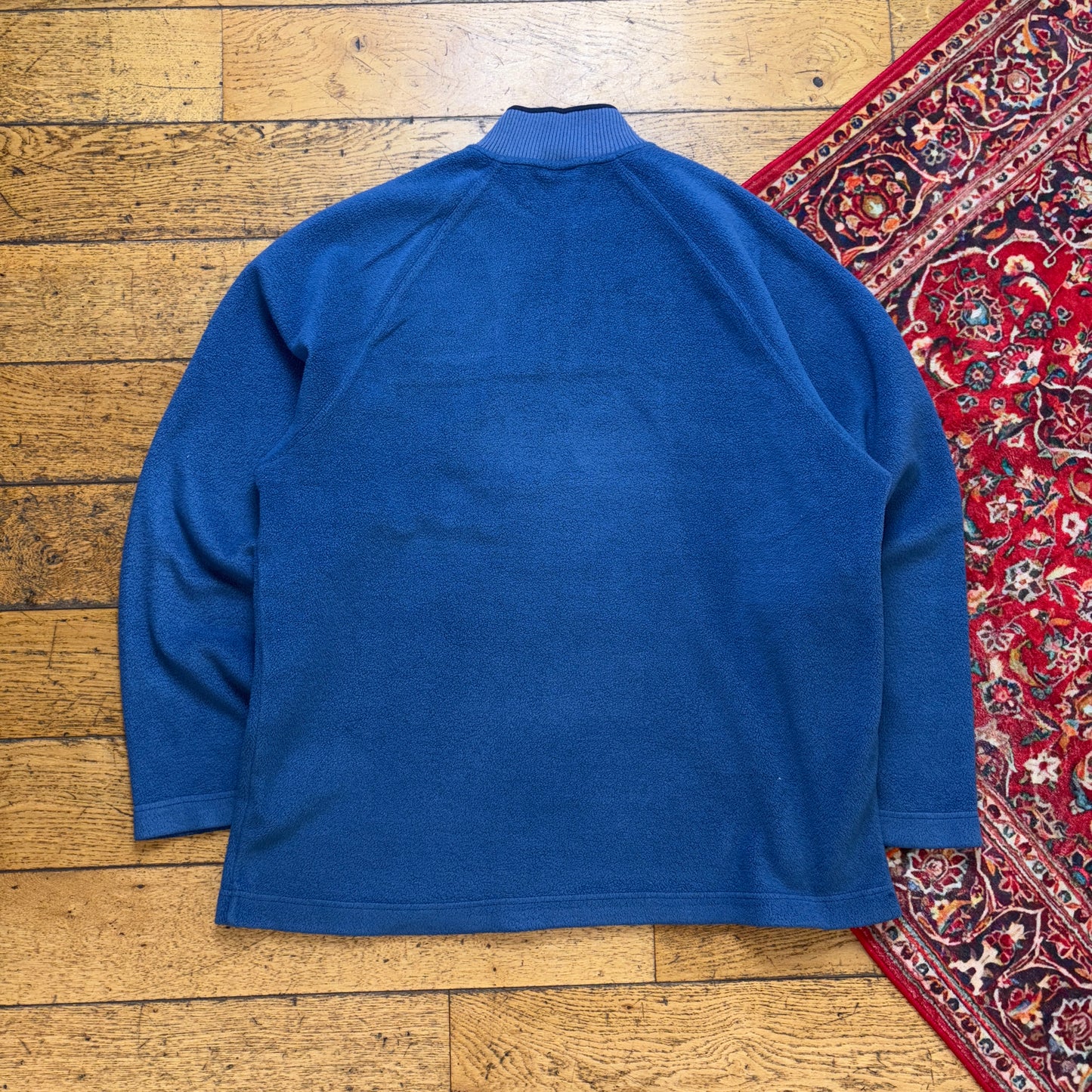 Vintage 90s Adidas Blue Embroidered Fleece Zip Sweatshirt - XL