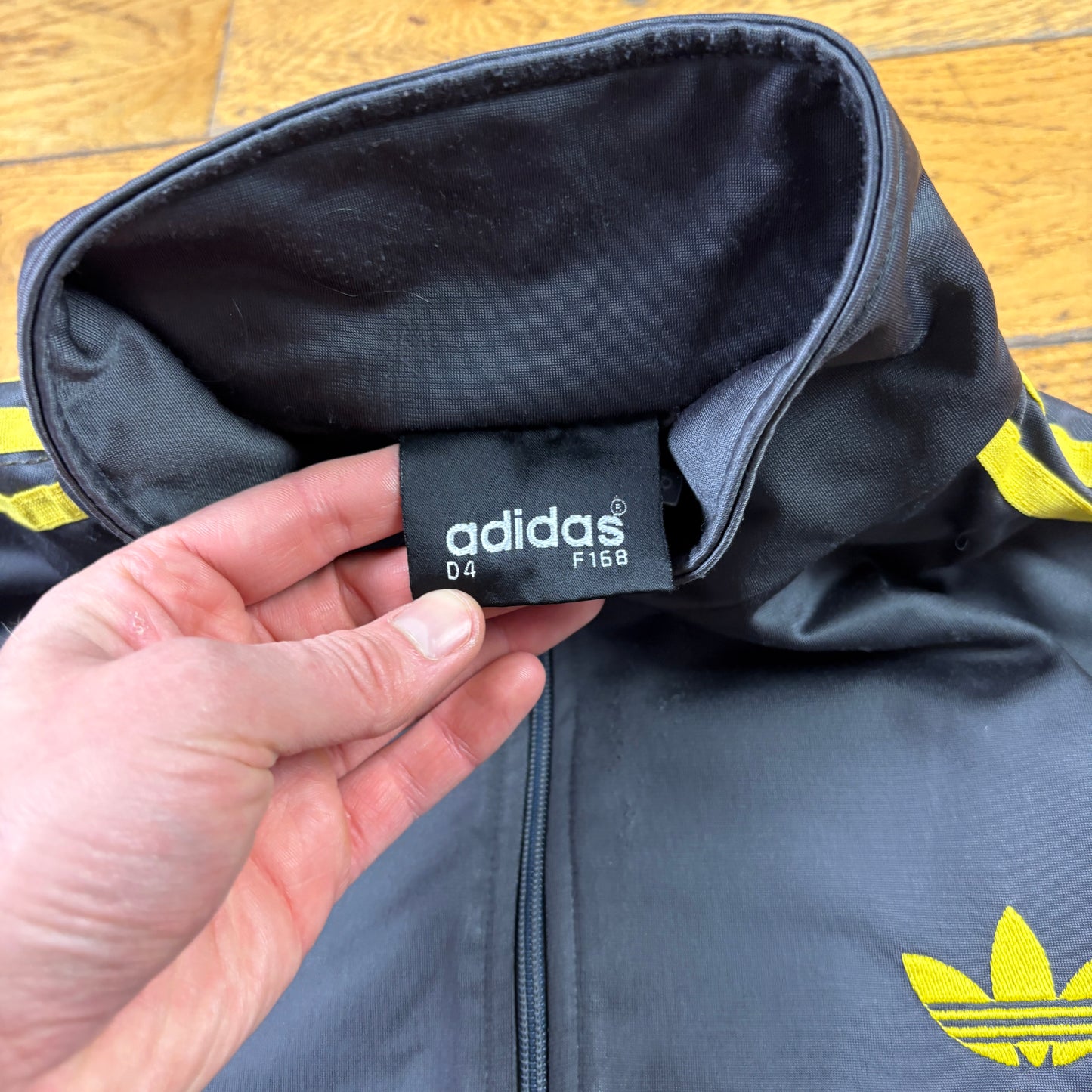 Vintage Adidas Grey Yellow Tracksuit Track Shell Windbreaker Jacket - L