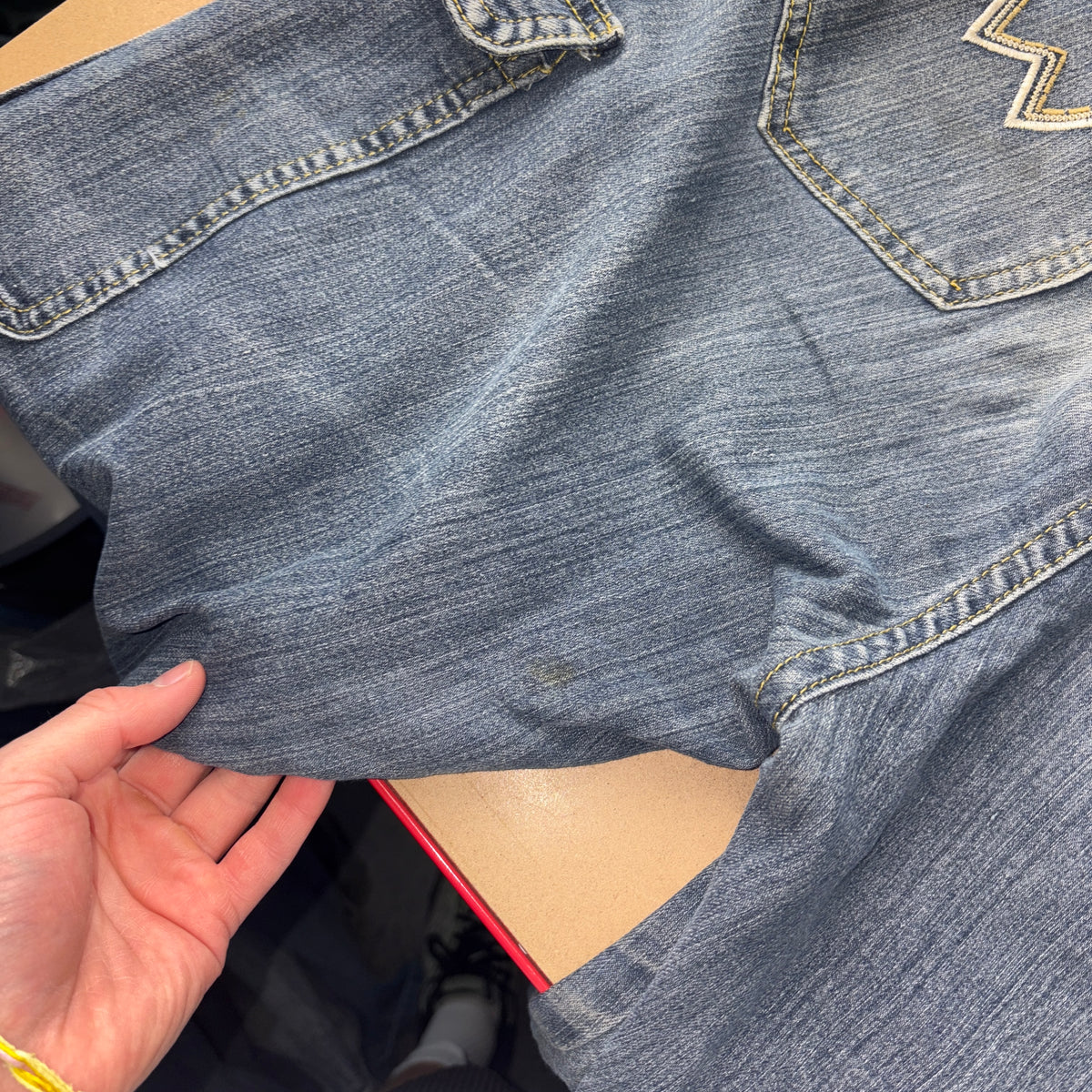 Embroidered Blue Japanese Denim Hip Hop Y2K Baggy Jeans - 34R