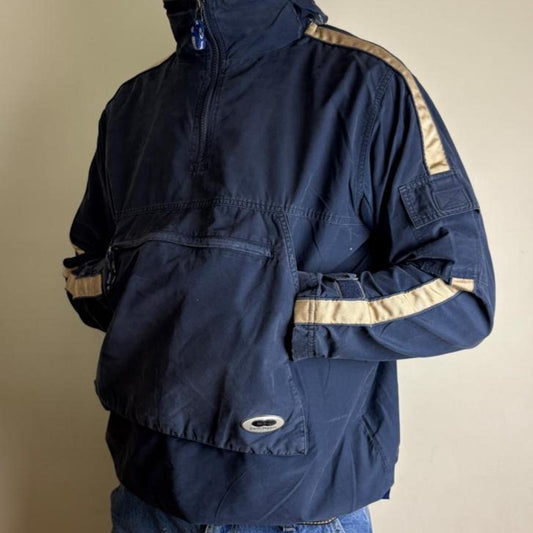 Vintage Chilli Pepper Navy Zip Kangaroo Pocket Jacket - M