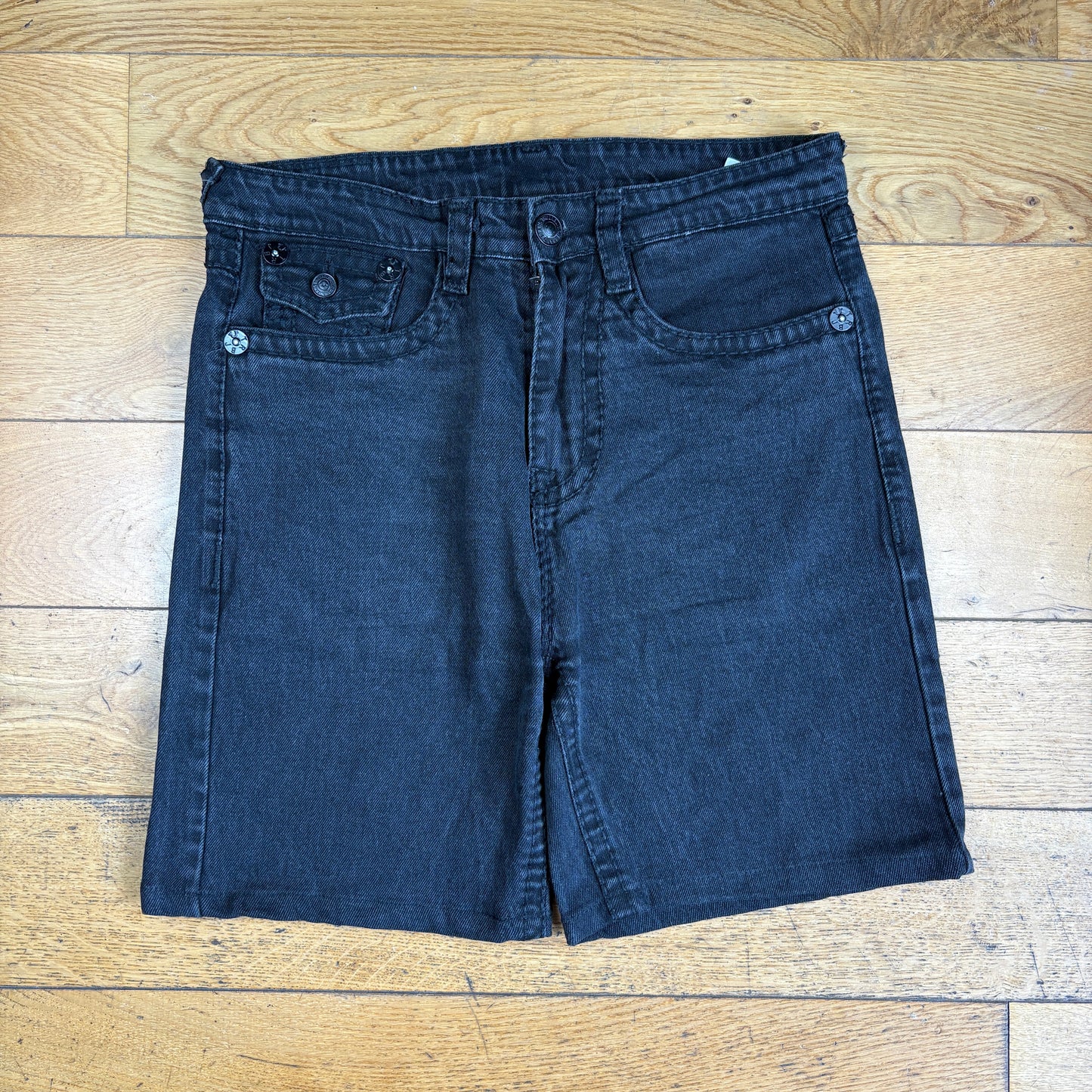 Vintage True Religion Black Baggy Embroidered Y2K Shorts Jorts - 34