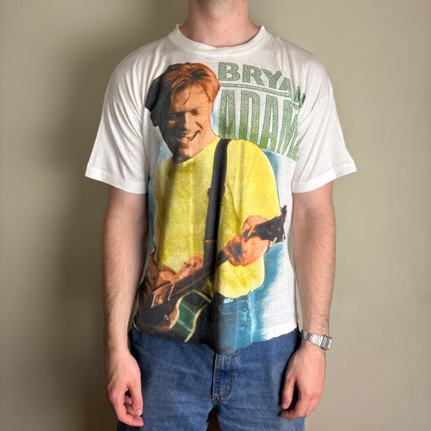 Vintage 1994 Bryan Adams Tour Band Tee White Single Stitch Graphic T-Shirt - L