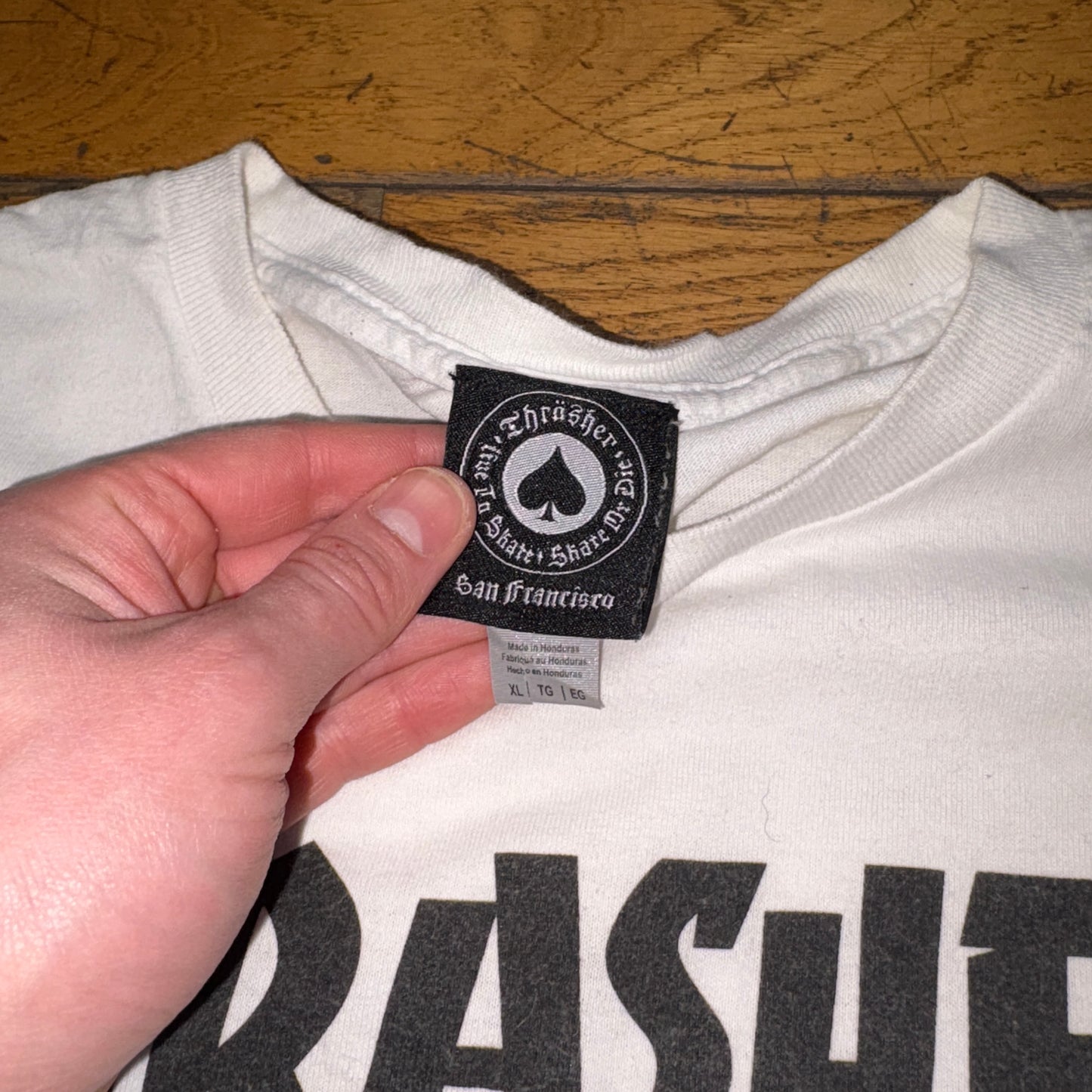 Vintage Thrasher White Skate Graphic T-Shirt - XL